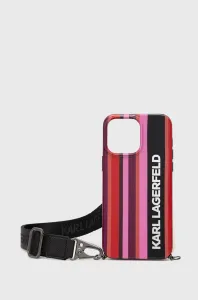 Puzdro Karl Lagerfeld iPhone 14 Pro Max KLHCP14XSTSTP pink hardcase Color Stripes Strap