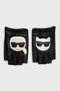 Kožené rukavice Karl Lagerfeld dámske, čierna farba #3779779
