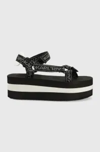 Sandále Karl Lagerfeld VELOCITA HI WEDGE dámske, čierna farba, na platforme, KL82900 #233484