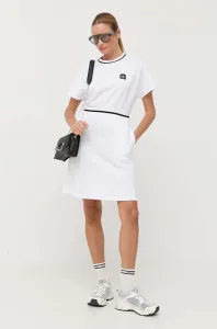 Bavlnené šaty Karl Lagerfeld biela farba, mini, áčkový strih #7652485