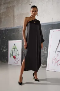 Šaty Karl Lagerfeld KL x The Ultimate icon čierna farba, maxi, oversize