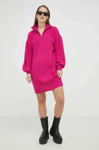 Šaty s prímesou vlny Karl Lagerfeld ružová farba, mini, oversize #3779292