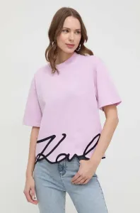 Tričko Karl Lagerfeld Karl Signature Hem T-Shirt Fialová S