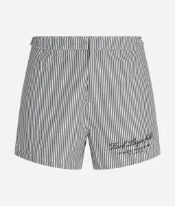 Plavky Karl Lagerfeld Hotel Karl Striped Boardshorts Biela M