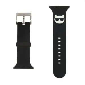 Karl Lagerfeld KLAWLSLCK Apple Watch 4/5/6/7/SE 44/45mm black strap Silicone Choupette Heads