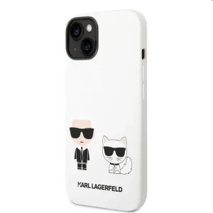 Silikónové puzdro Karl Lagerfeld na Apple iPhone 14 KLHCP14SSSKCW Liquid Silicone Karl and Choupette biele