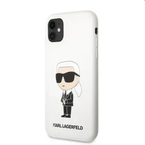 Zadný kryt Karl Lagerfeld Liquid Silicone Ikonik NFT pre Apple iPhone 11, biela 57983112374