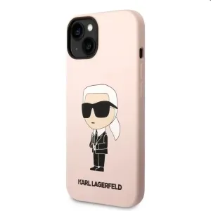 Silikónové puzdro Karl Lagerfeld na Apple iPhone 14 Plus KLHCP14MSNIKBCP Liquid Silicone Ikonik NFT ružové