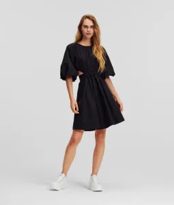 Šaty Karl Lagerfeld A-Line Puff Sleeve Dress Čierna 44