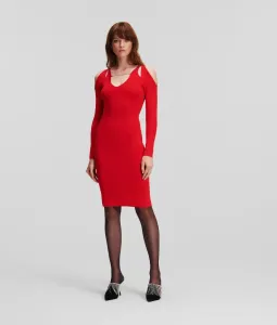 Šaty Karl Lagerfeld Cut Out Dress Červená L