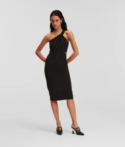 Šaty Karl Lagerfeld Cut Out Jersey Dress Čierna Xl