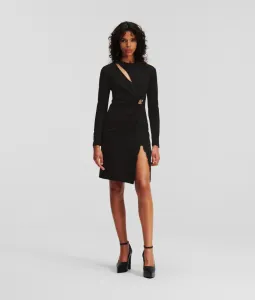 Šaty Karl Lagerfeld Hun'S Pick Drapey Dress Čierna Xxl