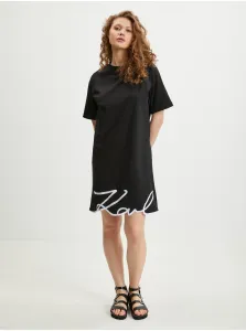 Šaty Karl Lagerfeld Karl Signature Hem Dress Čierna Xl