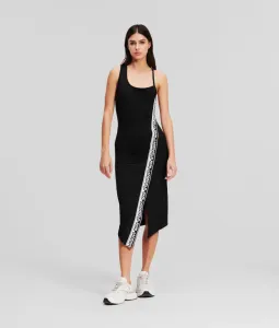 Šaty Karl Lagerfeld Logo Tape Jersey Dress Čierna Xxl