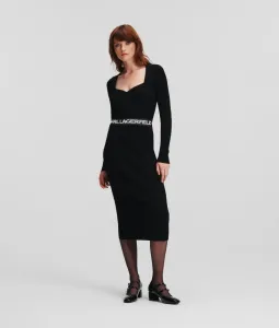 Šaty Karl Lagerfeld Lslv Logo Knit Dress Čierna Xxl