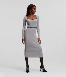 Šaty Karl Lagerfeld Lslv Lurex Logo Knit Dress Šedá Xs