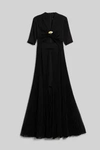 Šaty Karl Lagerfeld Pleated Fan Maxi Dress Čierna 38