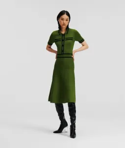 Šaty Karl Lagerfeld S Slv Knit Dress Zelená L