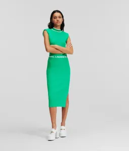 Šaty Karl Lagerfeld Slvs High Neck Knit Dress Zelená M
