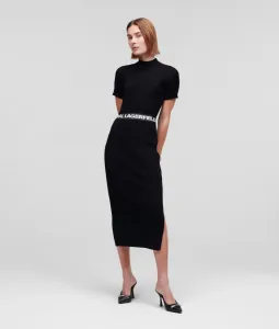 Šaty Karl Lagerfeld Sslv Knit Dress W/Logo Čierna L #8927908