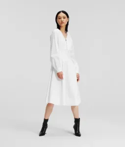 Šaty Karl Lagerfeld Zip Front Shirt Dress Biela 40