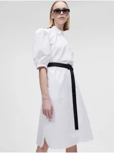 Šaty Karl Lagerfeld Poplin Shirt Dress Biela 44