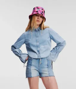 Košeľa Karl Lagerfeld Jeans Klj Tied Sleeve Denim Shirt Modrá S