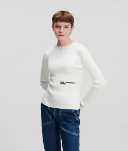 Sveter Karl Lagerfeld Jeans Klj Lslv Fitted Sweater Biela M