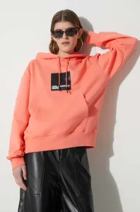 Mikina Karl Lagerfeld Jeans dámska, oranžová farba, s kapucňou, s potlačou