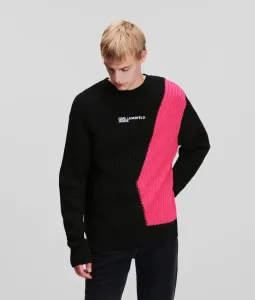 Sveter Karl Lagerfeld Jeans Klj Ribbed Blocked Sweater Čierna M