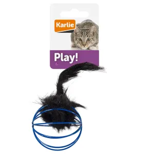 Karlie hračka pre mačky mriežková loptička s plyšovou myškou - 1 kus