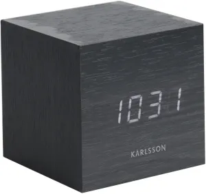 Karlsson 5655BK Dizajnové LED stolné hodiny s budíkom, 8 x 8 cm
