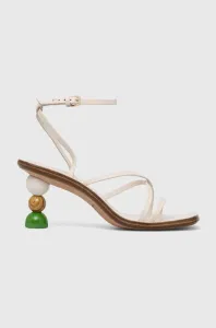Kožené sandále Kate Spade Charmer béžová farba