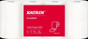 Toaletný papier Katrin 2vrs biely 23,4 m 200 útržkov 8ks / predaj iba po balení