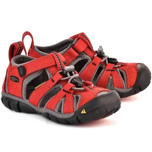 Keen Detské turistické topánky Seacamp II CNX Children Sandals Racing Red/Gargoyle 30