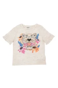 Bavlnené tričko Kenzo Kids béžová farba, #203641