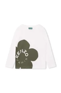 Detská bavlnená košeľa s dlhým rukávom Kenzo Kids biela farba, s potlačou #8748813