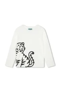 Detská bavlnená košeľa s dlhým rukávom Kenzo Kids biela farba, s potlačou #8751697