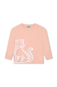 Detská bavlnená košeľa s dlhým rukávom Kenzo Kids ružová farba #8949345