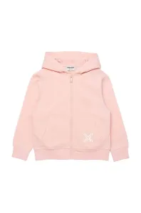 Detská bavlnená mikina Kenzo Kids ružová farba, s kapucňou, s potlačou #8946961