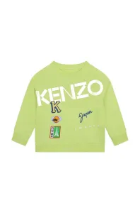 Detská bavlnená mikina Kenzo Kids zelená farba, s potlačou