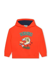 Detská mikina Kenzo Kids oranžová farba, s kapucňou, s potlačou #8748704