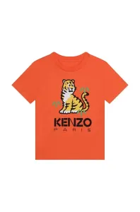 Detské bavlnené tričko Kenzo Kids oranžová farba, s potlačou #7527580