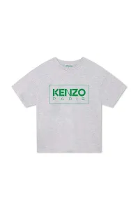 Detské bavlnené tričko Kenzo Kids šedá farba, s potlačou #8949451