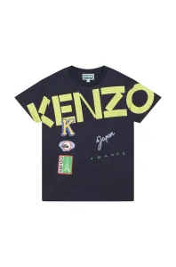 Detské bavlnené tričko Kenzo Kids tmavomodrá farba, s potlačou #7527579