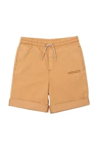 Detské krátke nohavice Kenzo Kids béžová farba, nastaviteľný pás #203732