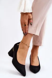 Classic suede high heel pumps with Derren Black decoration #6078505