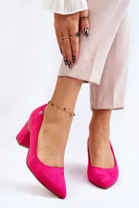 Classic suede high heel pumps with Fuchsia Derren decoration #7393908