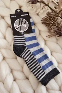 Children's classic socks with stripes and stripes Blue