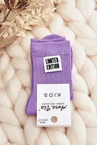 Children's smooth socks with appliqué, purple #8830264